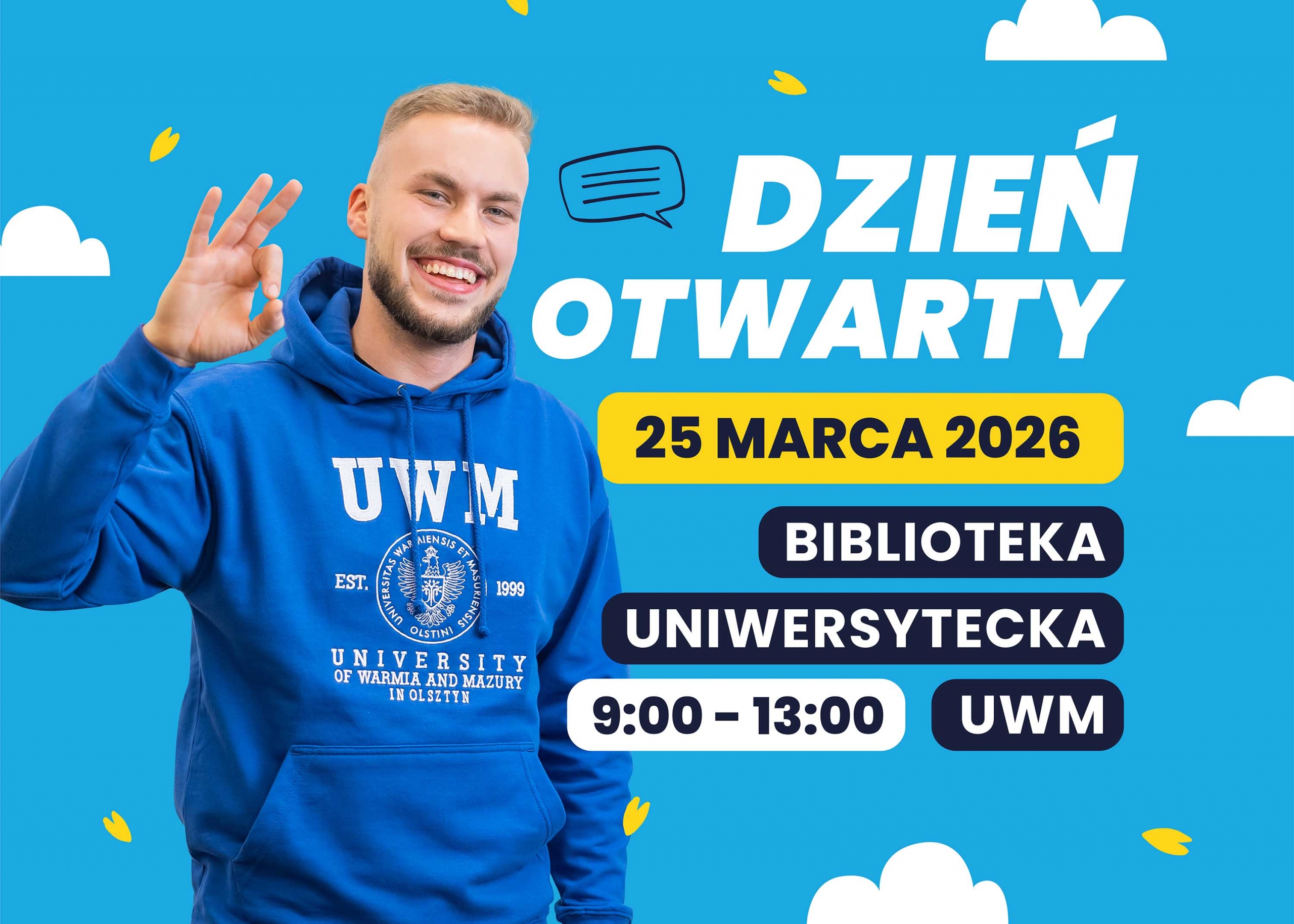 Student zapraszający na Dni Otwarte