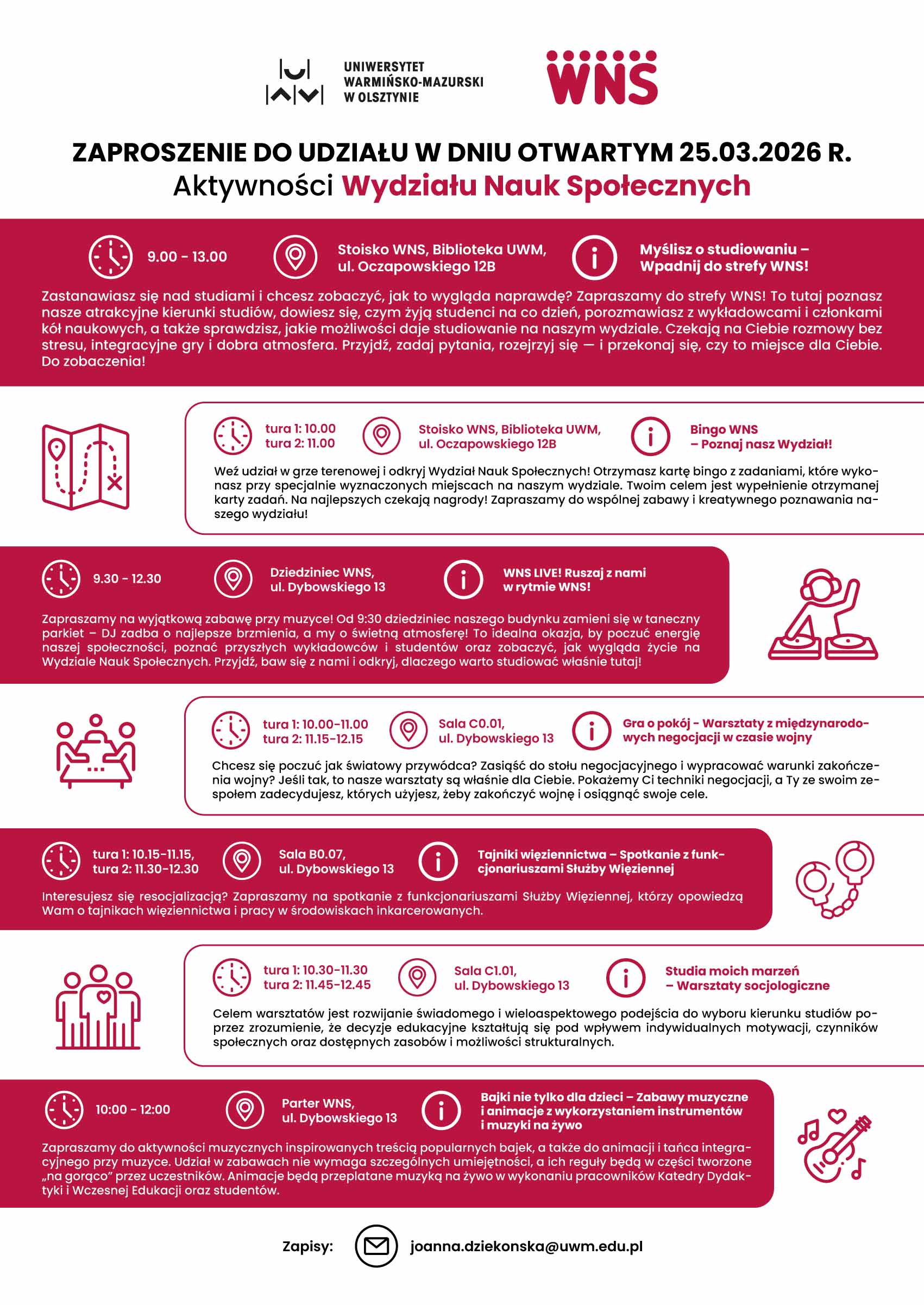 Plkat z harmonogramem imprezy